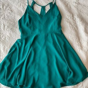 Green Fit n Flare Large dress with back cutouts
